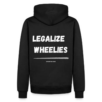 Wheelies legalisieren - Männer Premium Bio Hoodie - Schwarz - Hinten - Nico (187cm)