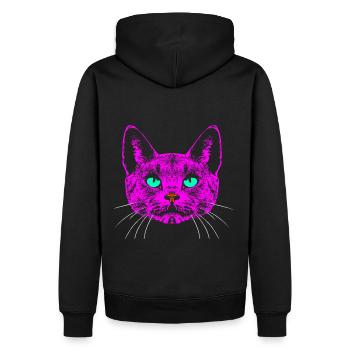Cat / Head / Pink - Men’s Premium Organic Hoodie - black - Back - Nico (187cm)