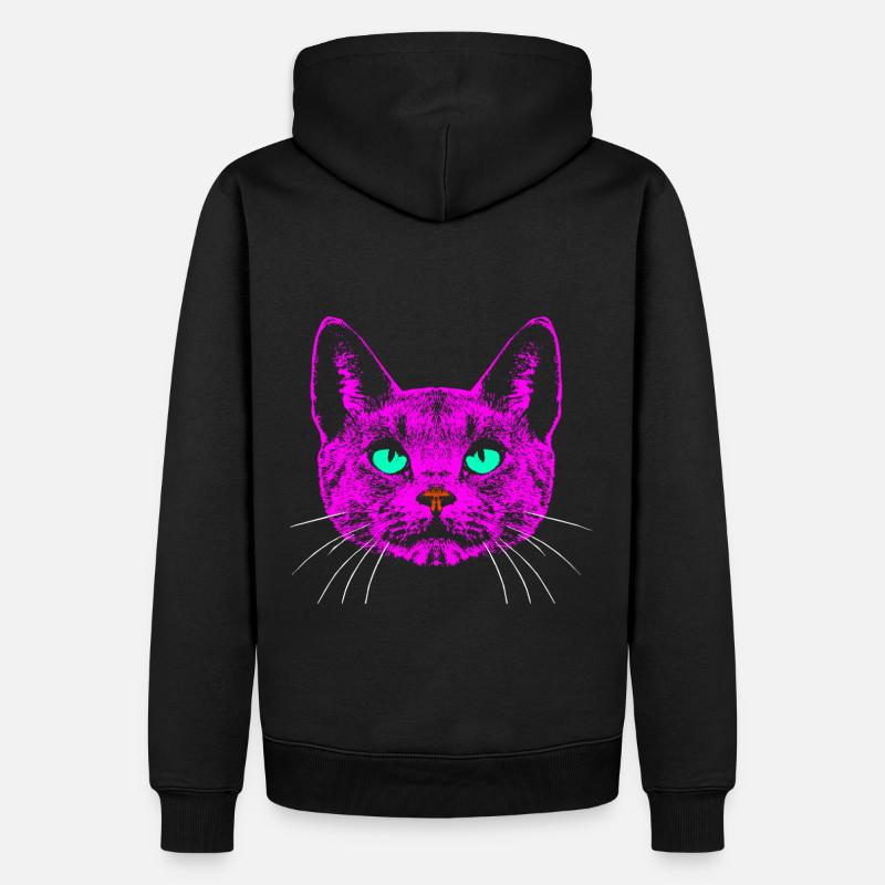 Katze / Kopf / Pink - Männer Premium Bio Hoodie - Schwarz