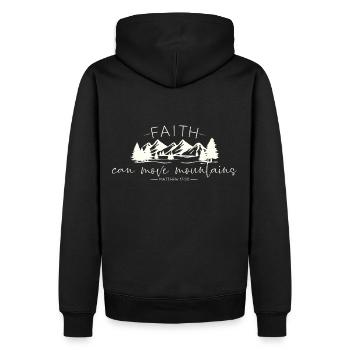 Faith can move Mountains, christliches Geschenk. - Männer Premium Bio Hoodie - Schwarz - Hinten - Nico (187cm)