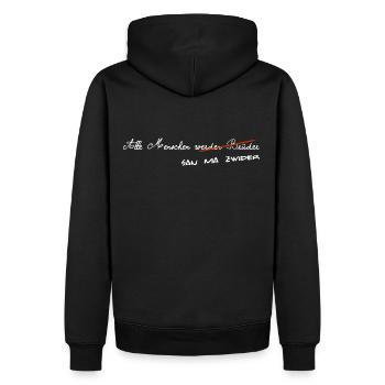 alle Menschen werden Brüder / sind mir zuwider - Männer Premium Bio Hoodie - Schwarz - Hinten - Nico (187cm)
