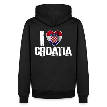Croatia flag national flag heart gift idea - Men’s Premium Organic Hoodie - black - Back - Nico (187cm)