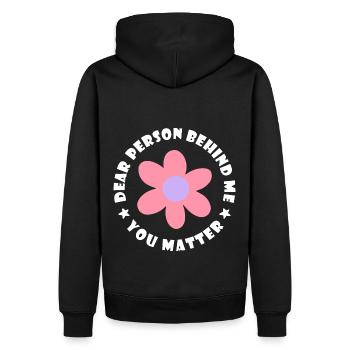 Liebe Person hinter mir, Du bist wichtig - Männer Premium Bio Hoodie - Schwarz - Hinten - Nico (187cm)