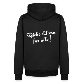 reiche Eltern für alle! Protest - Demo - Männer Premium Bio Hoodie - Schwarz - Hinten - Nico (187cm)