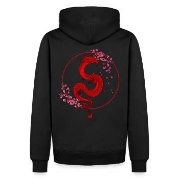 Dragon couleurs - Sweat à capuche Premium bio Homme - noir - Dos - Nico (187cm)