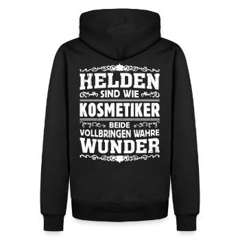 Kosmetiker - Helden - Männer Premium Bio Hoodie - Schwarz - Hinten - Nico (187cm)