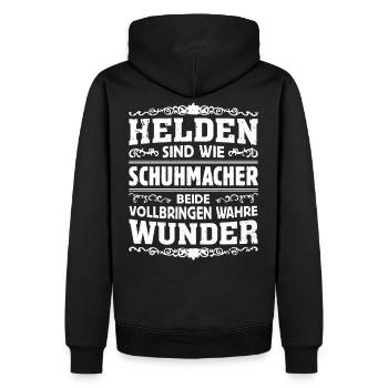 Schuhmacher - Helden - Männer Premium Bio Hoodie - Schwarz - Hinten - Nico (187cm)