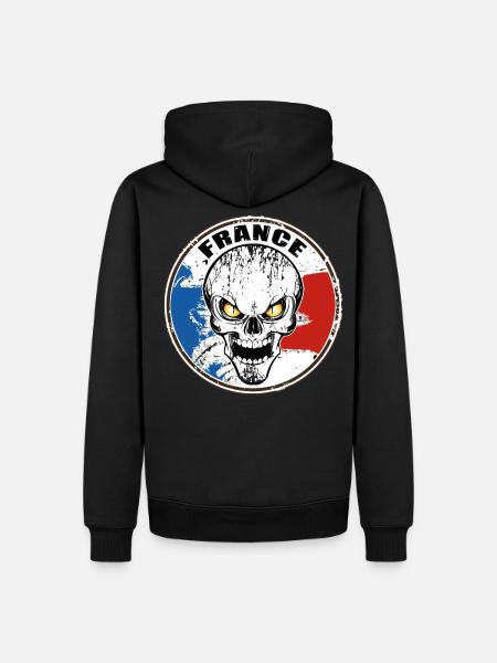 Skull France - Sweat à capuche Premium bio Homme - noir
