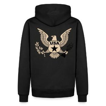 usa Armee 2 - Männer Premium Bio Hoodie - Schwarz - Hinten - Nico (187cm)