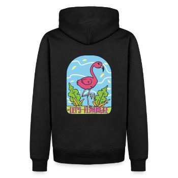 Let’s Flamingle TShirt Flamingo rose rose cadeau - Sweat à capuche Premium bio Homme - noir - Dos - Nico (187cm)