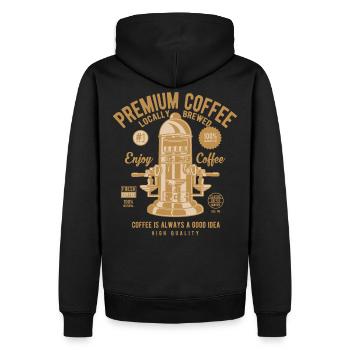 Kaffee Klassisch Kaffeeautomat Premium Genießer - Männer Premium Bio Hoodie - Schwarz - Hinten - Nico (187cm)