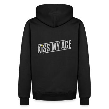 kiss my ace Funny tennis shirt de tennis-ballon cadeau - Sweat à capuche Premium bio Homme - noir - Dos - Nico (187cm)