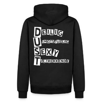 DUST - köstlich unwiderstehlich sexy - Männer Premium Bio Hoodie - Schwarz - Hinten - Nico (187cm)