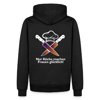 Chemise de chef • Cuisine • Cadeau de cuisine - Sweat à capuche Premium bio Homme - noir - Dos - Nico (187cm)