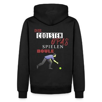 Boule Geschenk • Die Coolsten Opas spielen Boule - Männer Premium Bio Hoodie - Schwarz - Hinten - Nico (187cm)