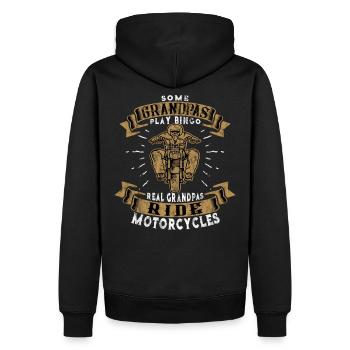 Grandpas Ride Motorcycles - Biker - Opa - Motorrad - Männer Premium Bio Hoodie - Schwarz - Hinten - Nico (187cm)