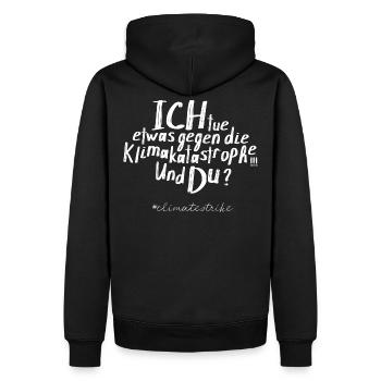 Fridays For Future | gegen die Klimakatastrophe - Männer Premium Bio Hoodie - Schwarz - Hinten - Nico (187cm)