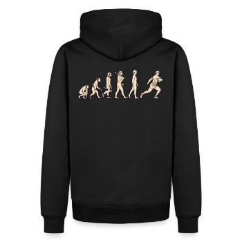 Evolution Rugby Sport from monkey to rugby player - Men’s Premium Organic Hoodie - black - Back - Nico (187cm)