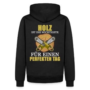 Holzfäller Shirt • Kettensäge • Holz Shirt - Männer Premium Bio Hoodie - Schwarz - Hinten - Nico (187cm)
