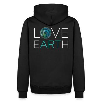 Love Earth, Love Art - Men’s Premium Organic Hoodie - black - Back - Nico (187cm)