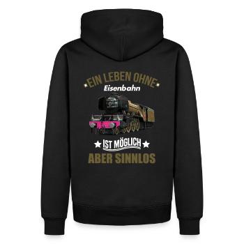 Lokführer shirt • Eisenbahn • Lokführer Geschenk - Männer Premium Bio Hoodie - Schwarz - Hinten - Nico (187cm)