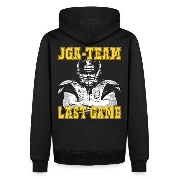 2reborn JGA Team Groom Football Wedding wh - Männer Premium Bio Hoodie - Schwarz - Hinten - Nico (187cm)