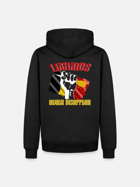 Legends never disappear Belgium with flag - Men’s Premium Organic Hoodie - black