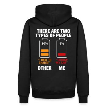 Lustiges Elektroauto Geschenk - Männer Premium Bio Hoodie - Schwarz - Hinten - Nico (187cm)