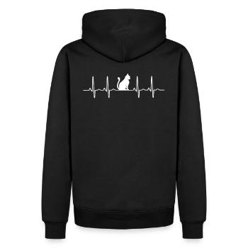 Fan de chat battement de coeur - Sweat à capuche Premium bio Homme - noir - Dos - Nico (187cm)