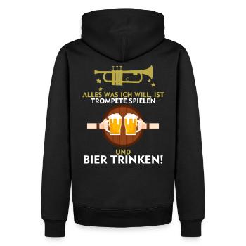 Trompete shirt • Bier shirt • Musiker Geschenk - Männer Premium Bio Hoodie - Schwarz - Hinten - Nico (187cm)