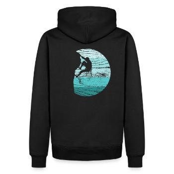 Klettern Kletterer Boulderer Retro - Männer Premium Bio Hoodie - Schwarz - Hinten - Nico (187cm)