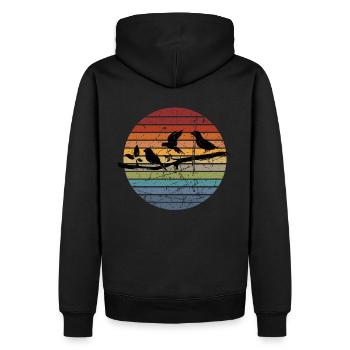 Observation des oiseaux rétro - Sweat à capuche Premium bio Homme - noir - Dos - Nico (187cm)