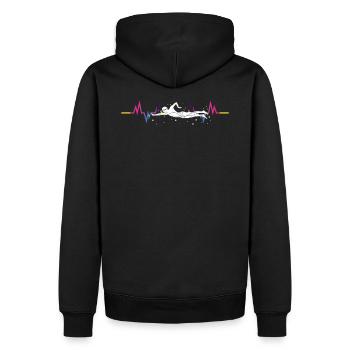 Schwimmen Schwimmer Herzschlag - Männer Premium Bio Hoodie - Schwarz - Hinten - Nico (187cm)