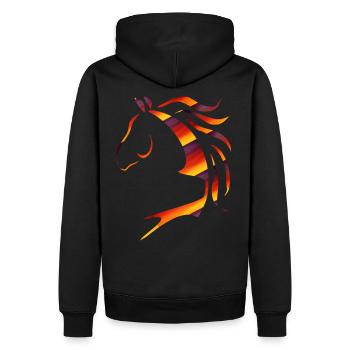 Pferd, Pferde, Pferdekopf multicolor - Männer Premium Bio Hoodie - Schwarz - Hinten - Nico (187cm)