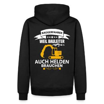 Bagger Shirt • Bauleiter Helden • Bagger Geschenk - Männer Premium Bio Hoodie - Schwarz - Hinten - Nico (187cm)