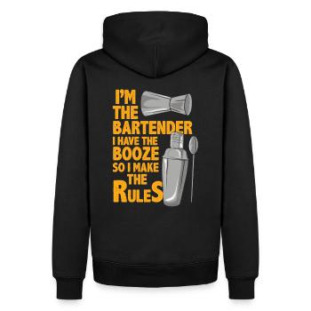 Barkeeper - Männer Premium Bio Hoodie - Schwarz - Hinten - Nico (187cm)