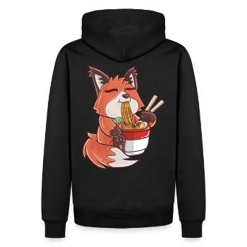Ramen Kawaii Fuchs - Männer Premium Bio Hoodie - Schwarz - Hinten - Nico (187cm)