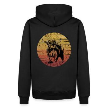 Bovin écossais des Hauts-Plateaux - Sweat à capuche Premium bio Homme - noir - Dos - Nico (187cm)
