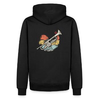 Trompete - Männer Premium Bio Hoodie - Schwarz - Hinten - Nico (187cm)