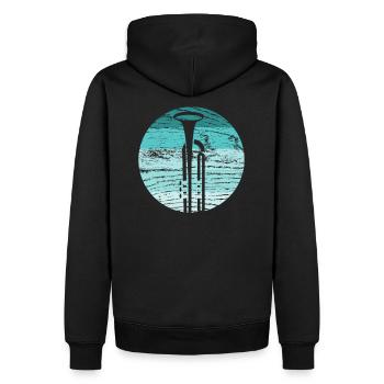 Trompete - Männer Premium Bio Hoodie - Schwarz - Hinten - Nico (187cm)