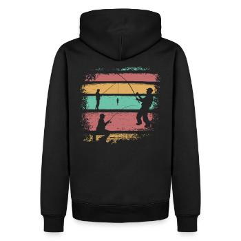 Angeln Vintage Retro - Männer Premium Bio Hoodie - Schwarz - Hinten - Nico (187cm)