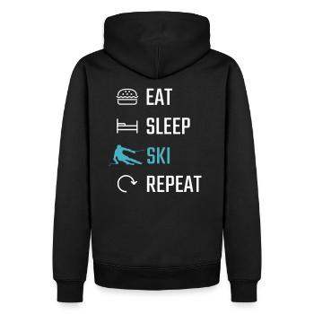Skiing Eat Sleep Ski Repeat - Men’s Premium Organic Hoodie - black - Back - Nico (187cm)