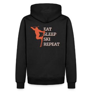 Eat Sleep Ski Repeat - Männer Premium Bio Hoodie - Schwarz - Hinten - Nico (187cm)