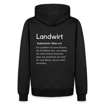 Landwirt Definition - Männer Premium Bio Hoodie - Schwarz - Hinten - Nico (187cm)