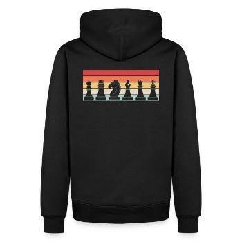 Schach Schachfiguren Retro Geschenk - Männer Premium Bio Hoodie - Schwarz - Hinten - Nico (187cm)