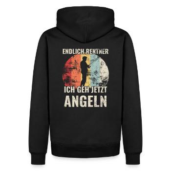 Angeln Rentner Geschenk - Männer Premium Bio Hoodie - Schwarz - Hinten - Nico (187cm)