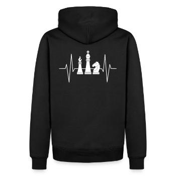 Chess Heartbeat Play Chess - Men’s Premium Organic Hoodie - black - Back - Nico (187cm)
