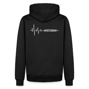 Amsterdam - Sweat à capuche Premium bio Homme - noir - Dos - Nico (187cm)