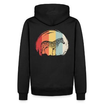 Zebra Tiermotiv Retro Vintage - Männer Premium Bio Hoodie - Schwarz - Hinten - Nico (187cm)