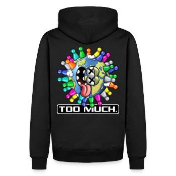 Too much. - Männer Premium Bio Hoodie - Schwarz - Hinten - Nico (187cm)